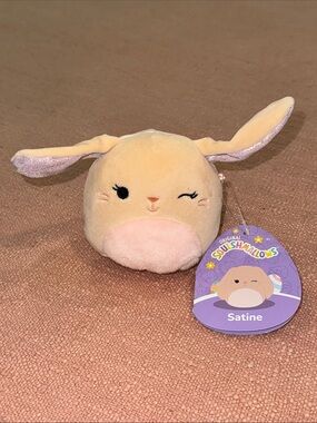 Squishmallows “Satine” Peach & Pale Pink Winking Bunny Plush